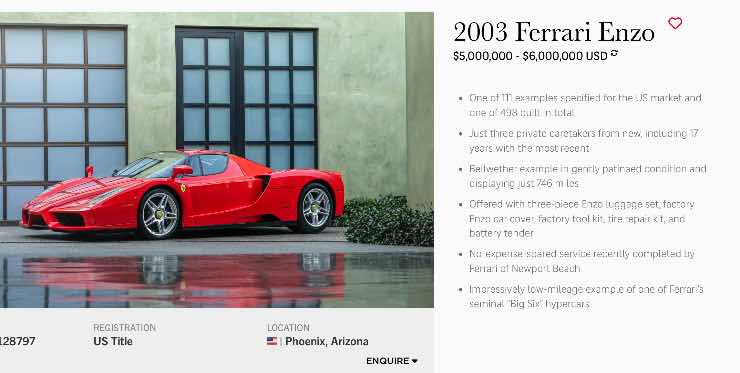 Ferrari Enzo asta america